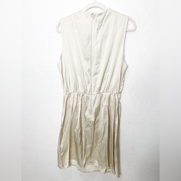 Abercrombie & Fitch Satin Draped High Neck Champagne Mini Dress Size Large Tall - Picture 2 of 7